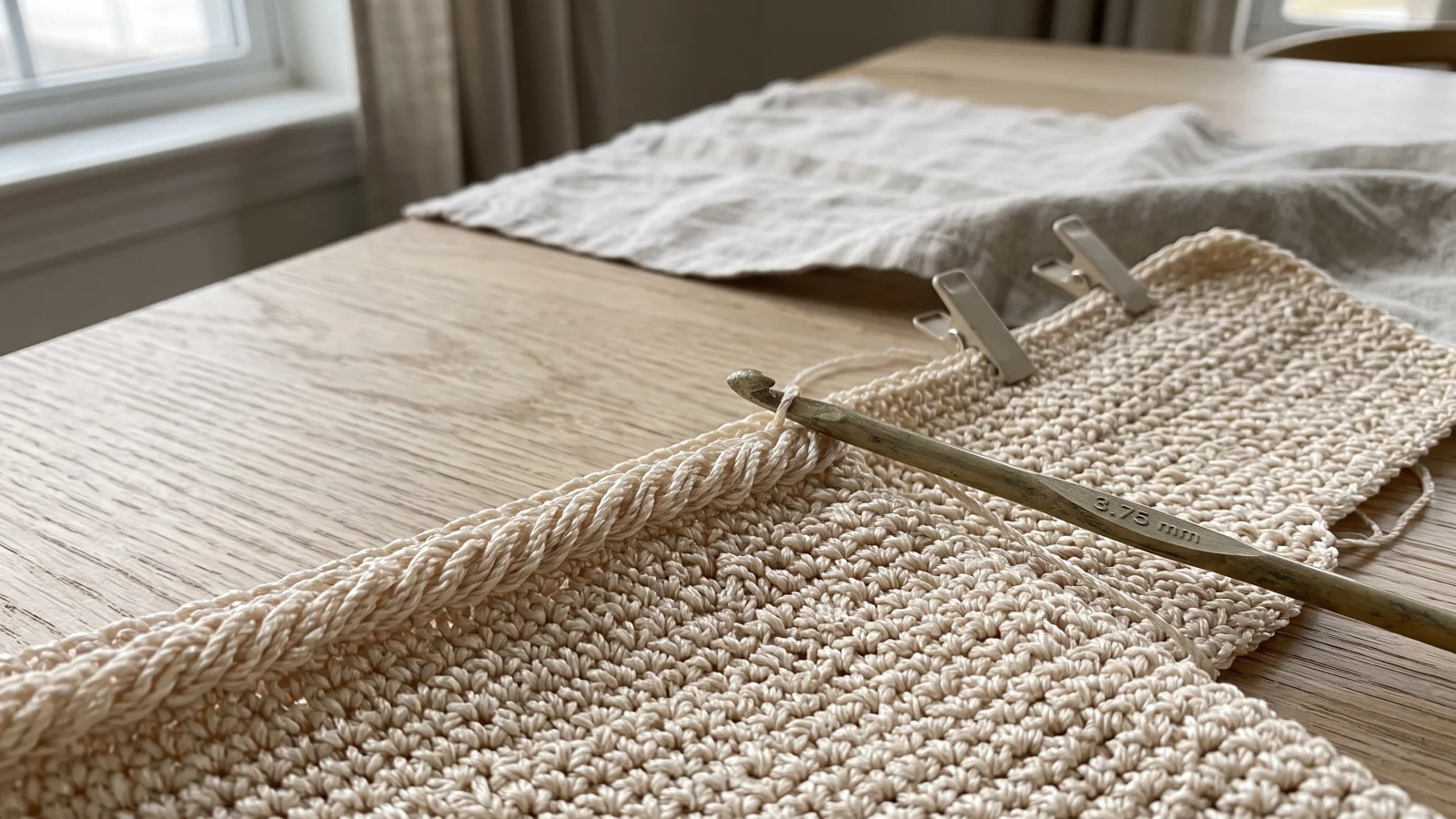 The open top of the bag showing an optional felt lining inside and a piece of plastic canvas lying flat in the bottom section.